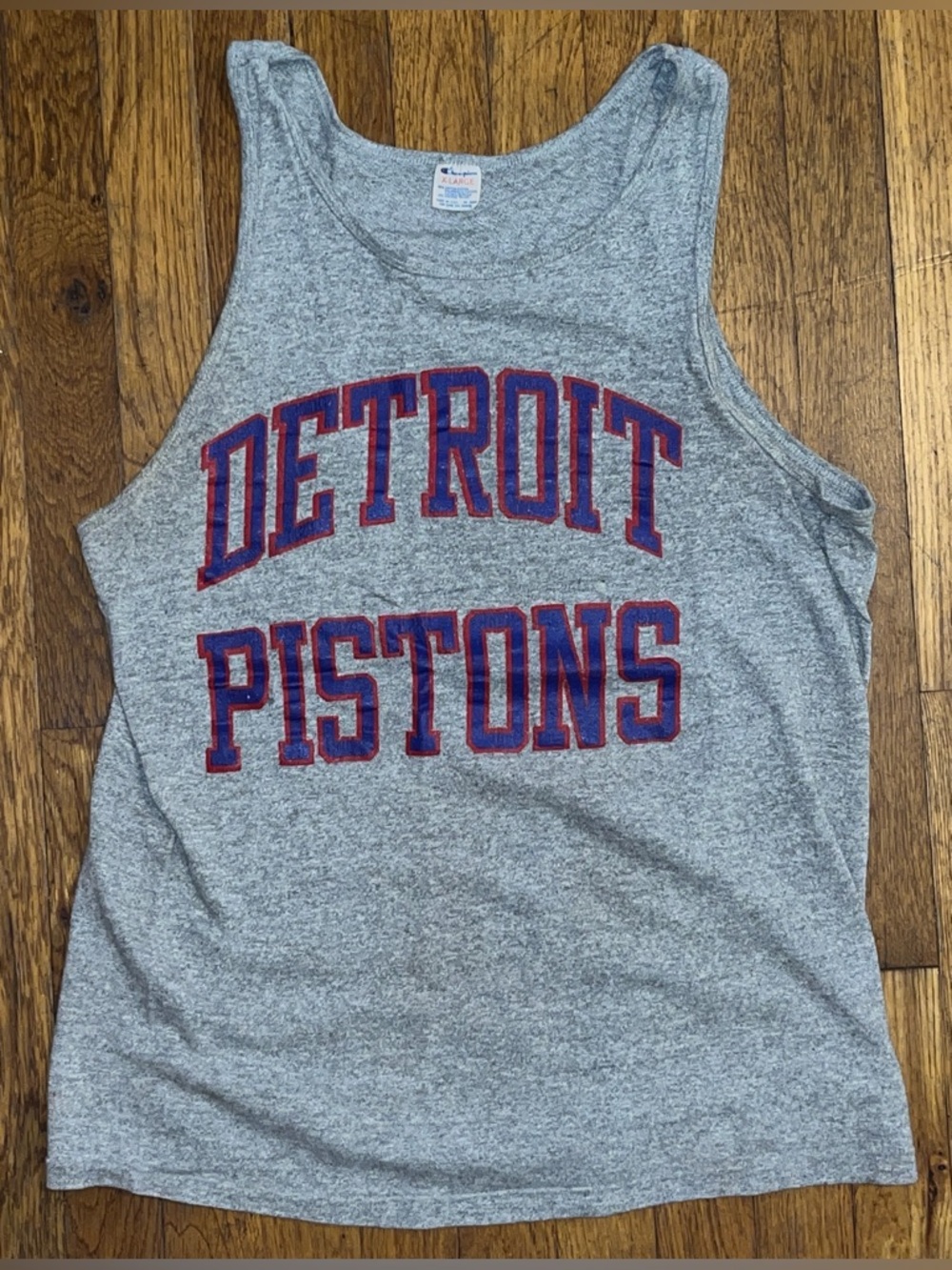 Vintage Champion Detroit Pistons NBA Tank Top Sleeveless Shirt - Gray Sz XL